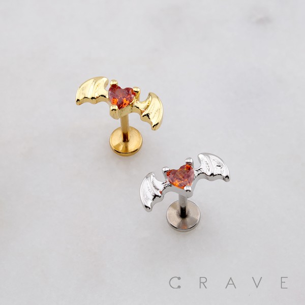 WINGED HEART SHAPED THREADLESS (PUSH IN) 316L SURGICAL STEEL LABRET SET